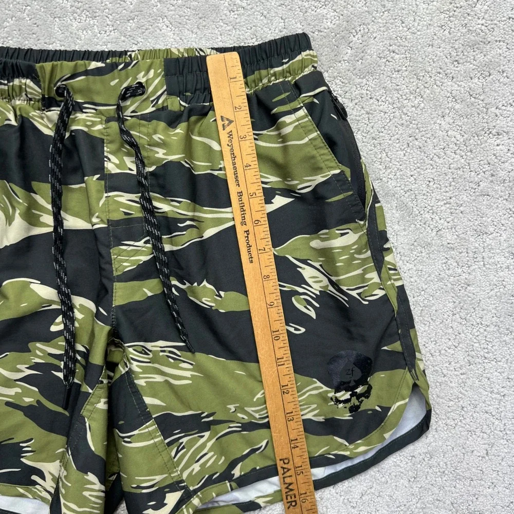 Zero Foxtrot Shorts Mens M Green Black Tiger Stripe Camo Training Athletic Skull